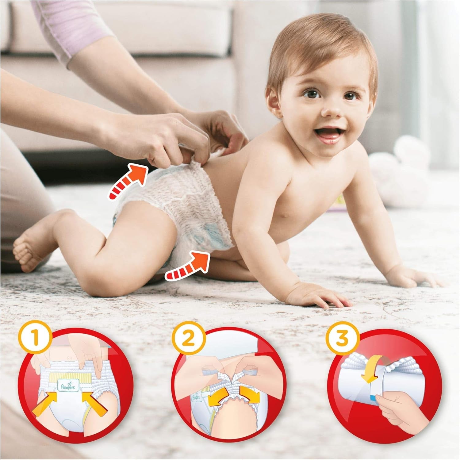 Pampers (gammal version), trosor, storlek 4, 9 kg-15 kg, trepack (1 x 88 blöjor)