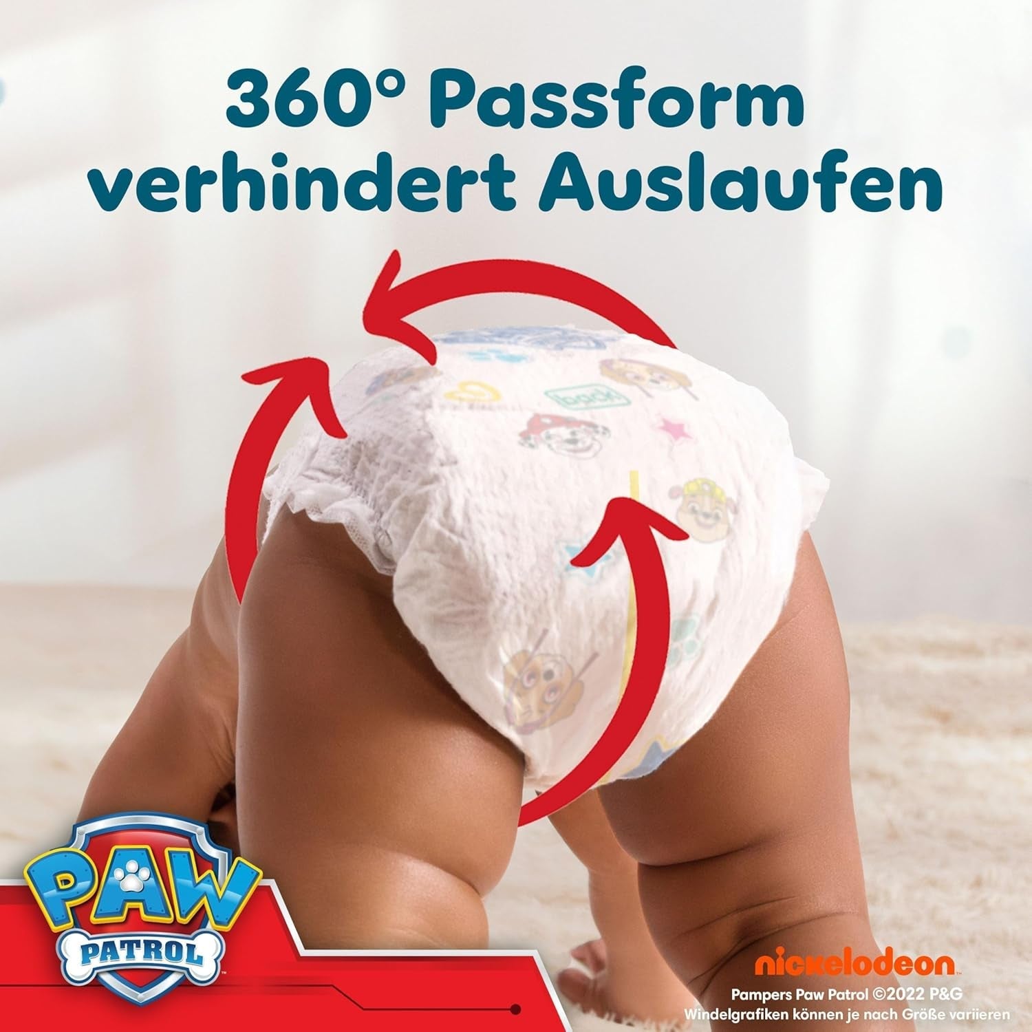 Pampers Baby Dry Pants Diaper Patrol Puppy Edition, storlek 5, 160 blöjor, 11 kg - 17 kg, 360° justering med stopp och skyddssystem