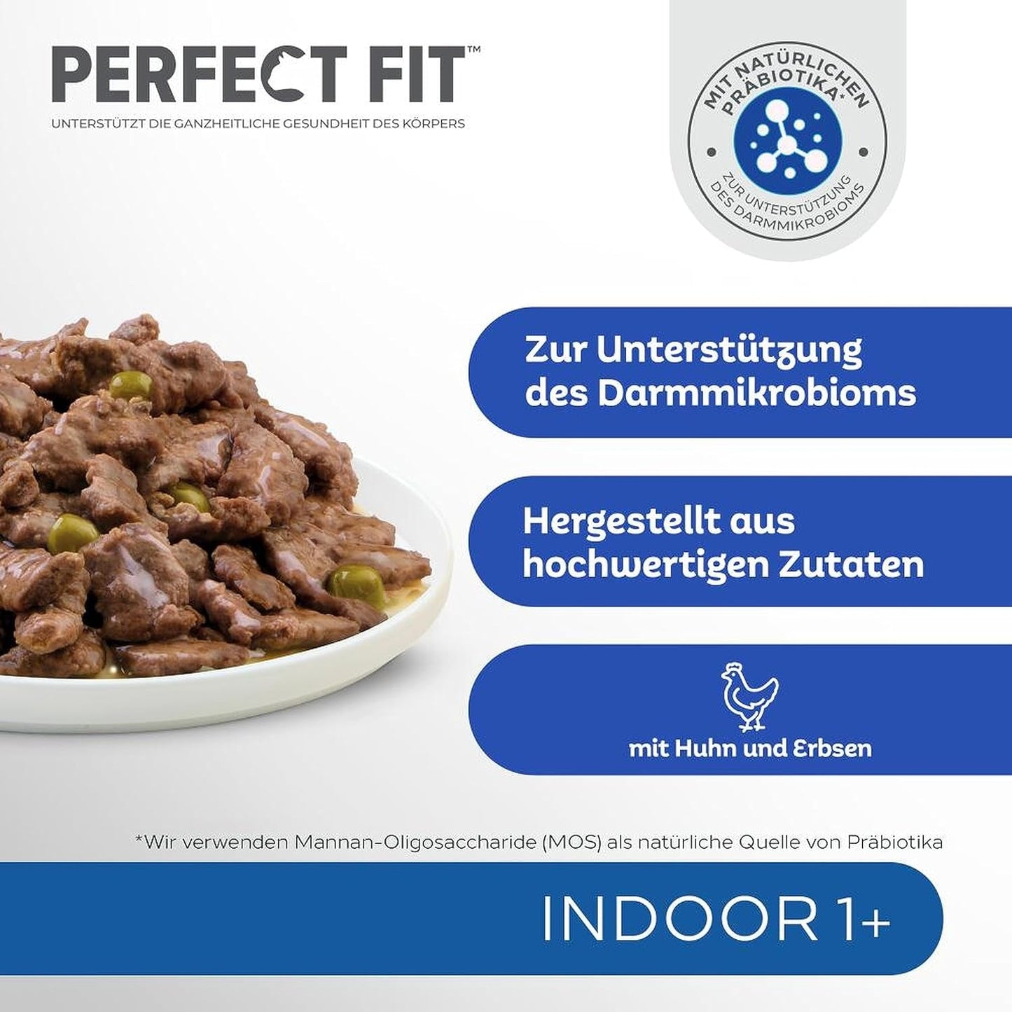 PERFECT FIT™ påsar för katter, inomhus, med kyckling, 12 x 85 g