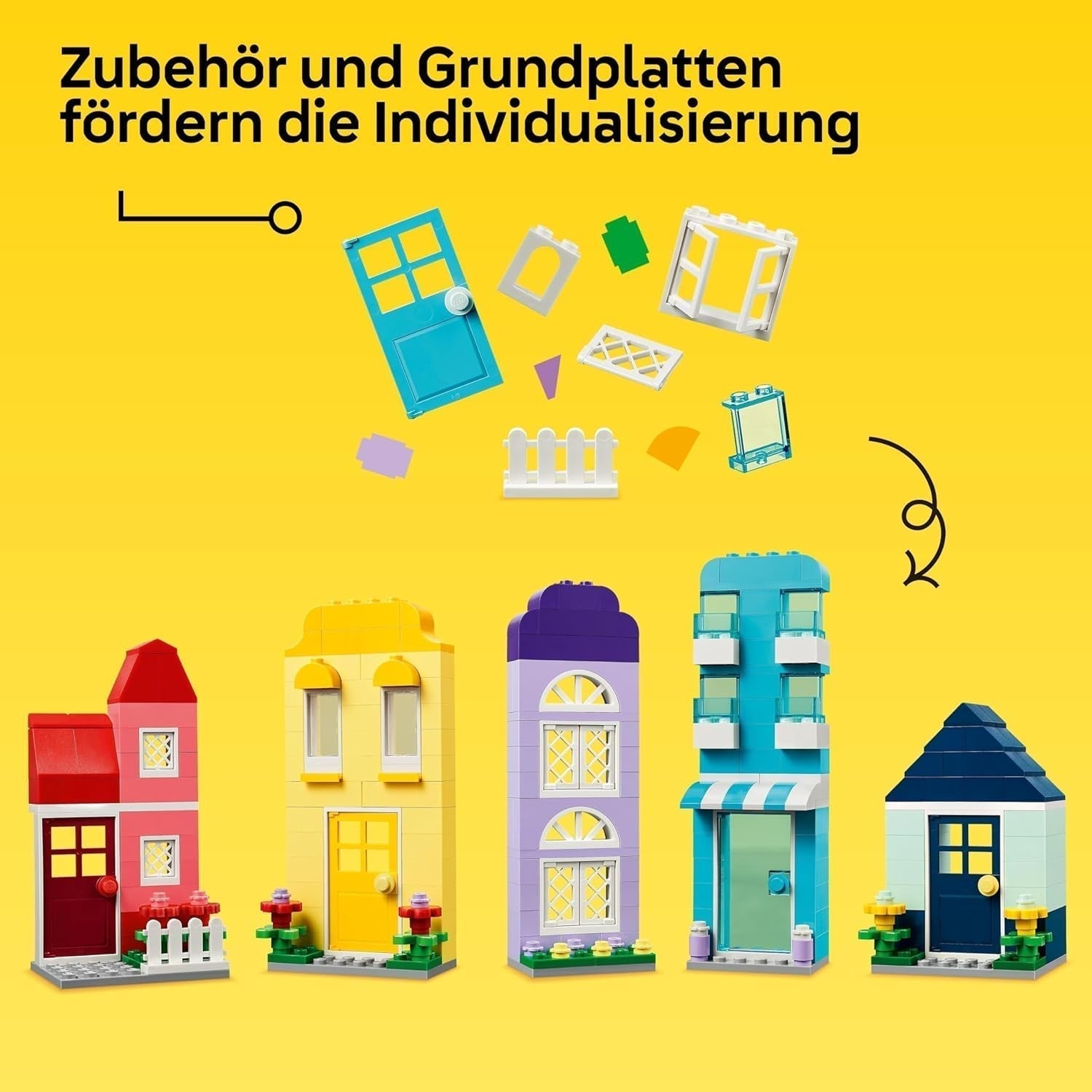 LEGO Classic Creative Houses, byggklossar för barn, 850 klossar byggleksak, husbyggande leksaker med tillbehör, present till pojkar och flickor 4 år gamla 11035 byggset Beuche den LEGO-Store