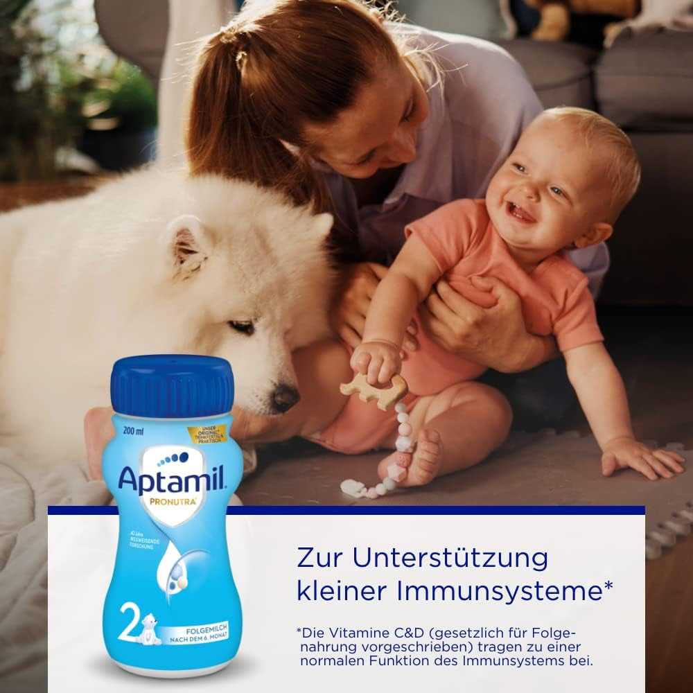 Aptamil Pronutra 2, tillskottsmjölk efter 6 månader, drickfärdig barnmjölk (4 x 200 ml)