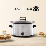 Slow cooker Crockpot,| 3,5 liter (3-4 personer), behållare för att bryna kött och grönsaker, rostfritt stål Slow Cooker Naty Shop
