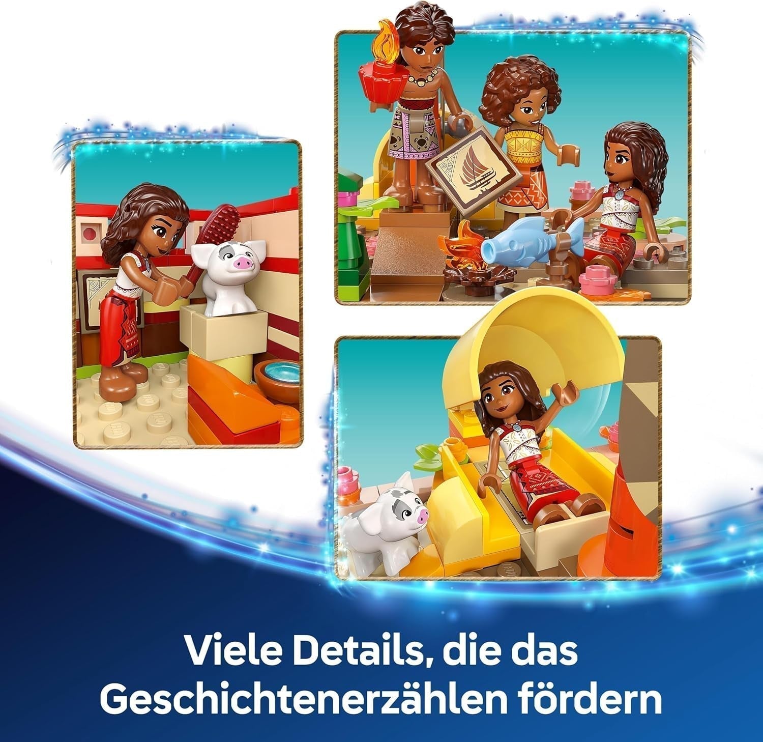 LEGO Ç€ Disney Moana 2: Moana's Adventure Raft - Leksaksbåt med segel, löstagbart däck, lägereld och 3 minidockor inklusive Loto och Moni - Present för tjejer 6+ och fans - 43270 Byggset Beuche den LEGO-Store