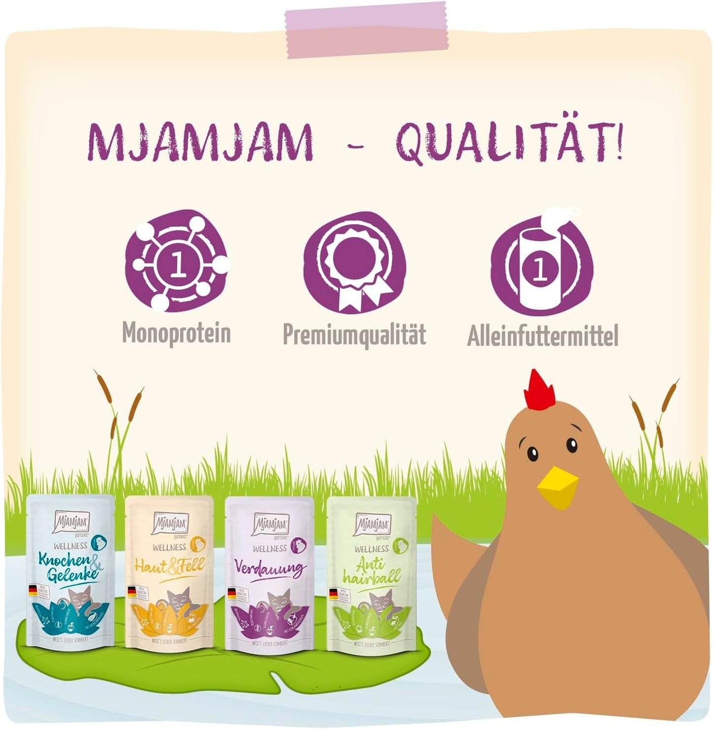 MjAMjAM - Premium Wet Cat Food - Kyckling Wellness Pack 12-pack (12 x 125 g) Spannmålsfri med extra kött