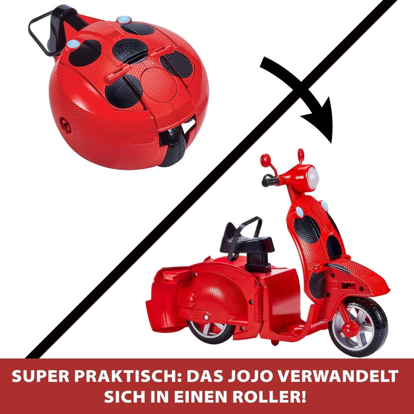 Bandai - Miraculous Ladybug - Miraculous Switch'n Go Scooter + 26 cm Ladybug Lucky Charm artikulerad docka - P50668