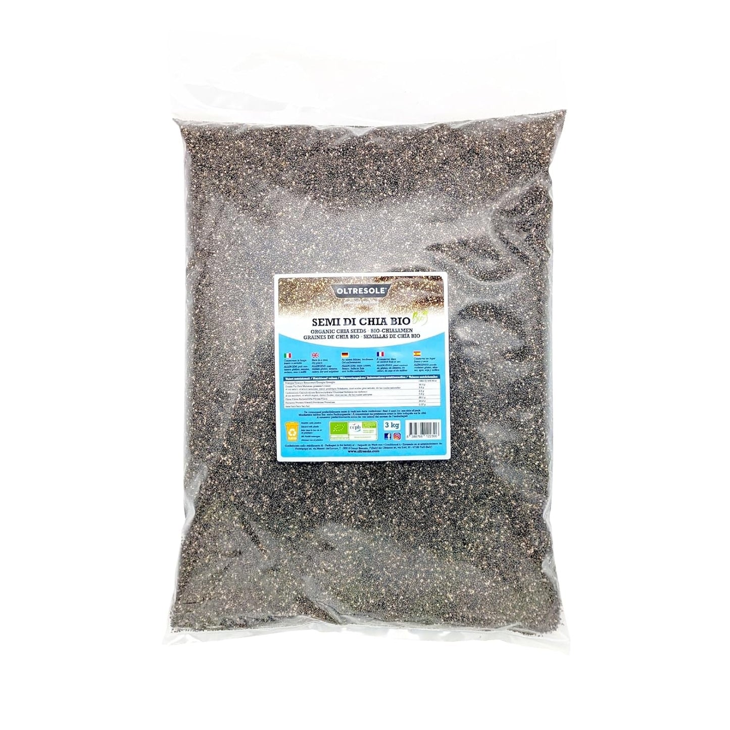 - Ekologiska chiafrön 3 kg - Ekologiska råoljefrön, källa till protein och fibrer, naturligt glutenfria, perfekt för sallader eller berikade bakverk, bekväm förpackning