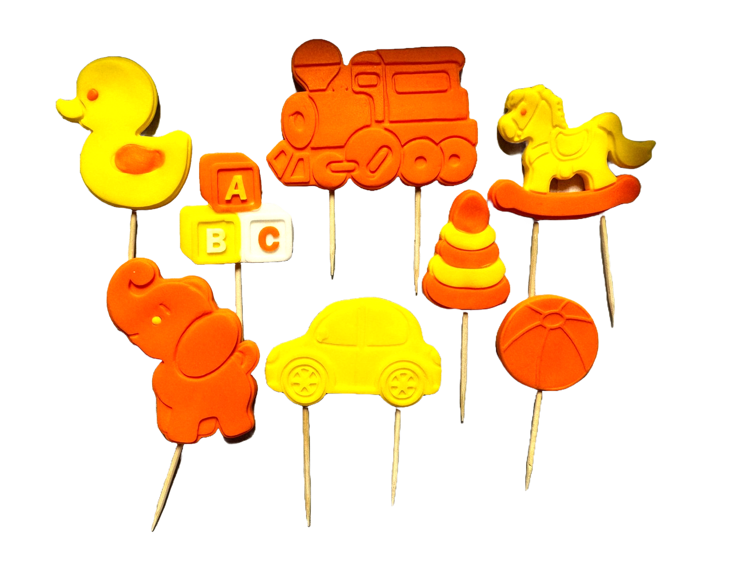 Set med 8 ätliga sockerdekorationer, Naty Shop Sugar Paste Decoration Toys