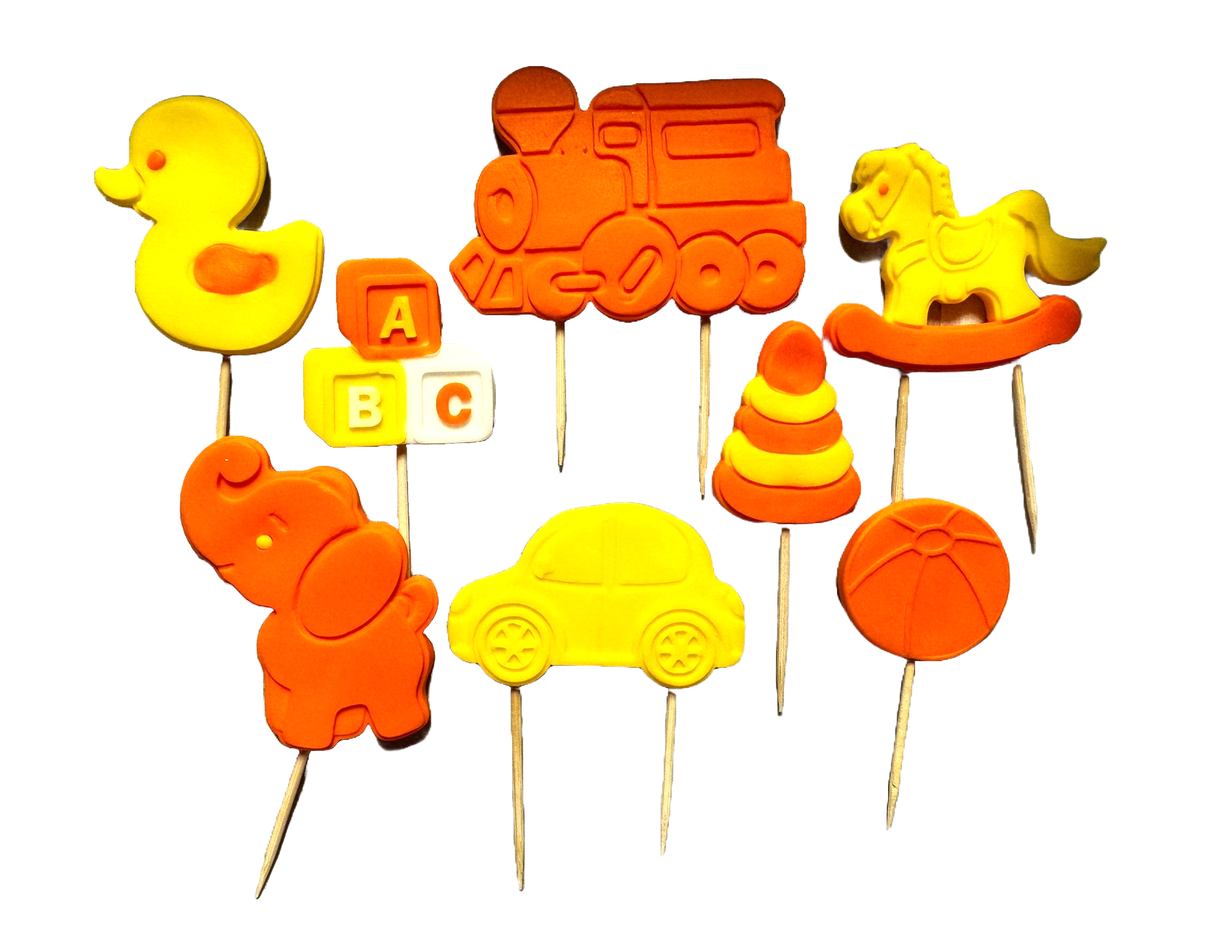Set med 8 ätliga sockerdekorationer, Naty Shop Sugar Paste Decoration Toys