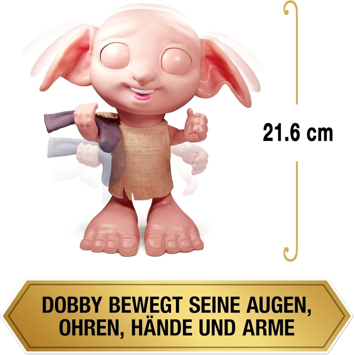 Wizarding World Harry Potter - Dobby House Elf Interactive Doll med 30+ ljud, meningar och rörelser, tysk-italienska, leksak för 6 år gammal, Fanartikel Dockor Naty Shop