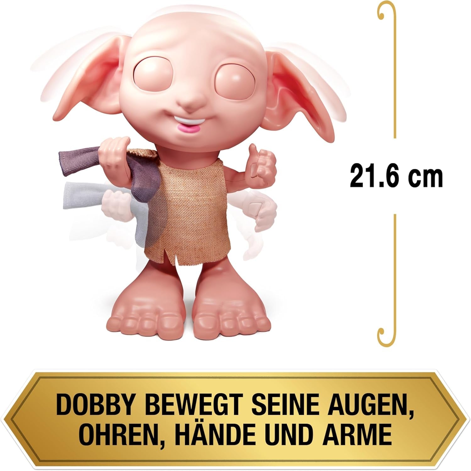 Wizarding World Harry Potter - Dobby House Elf Interactive Doll med 30+ ljud, meningar och rörelser, tysk-italienska, leksak för 6 år gammal, Fanartikel Dockor Naty Shop