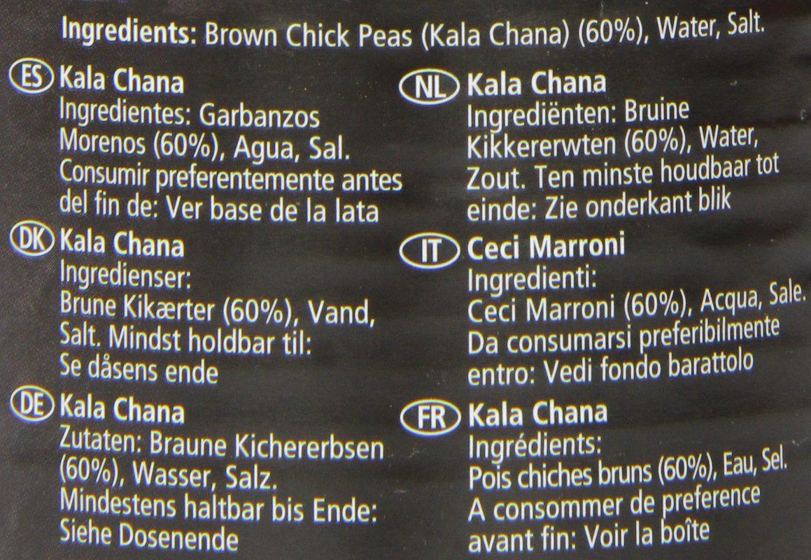 - Bruna kikärtor (på burk), förpackning om 12 st (12 x 400 g)