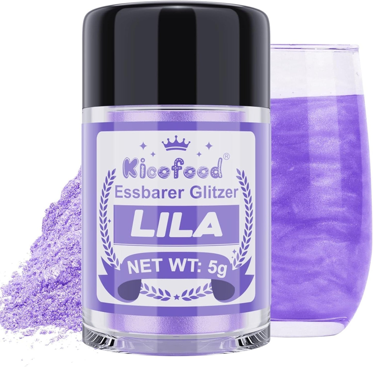 Kicofood, ätbart glitter, 5 gram, olika färger Glitter Naty Shop Lilac Lila