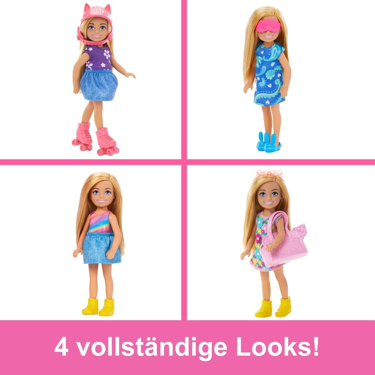 Barbie Chelsea docka och garderob lekset med kläder och tillbehör, 17 delar set, hopfällbar för reselek och förvaring, HXN03 Naty Shop Dolls