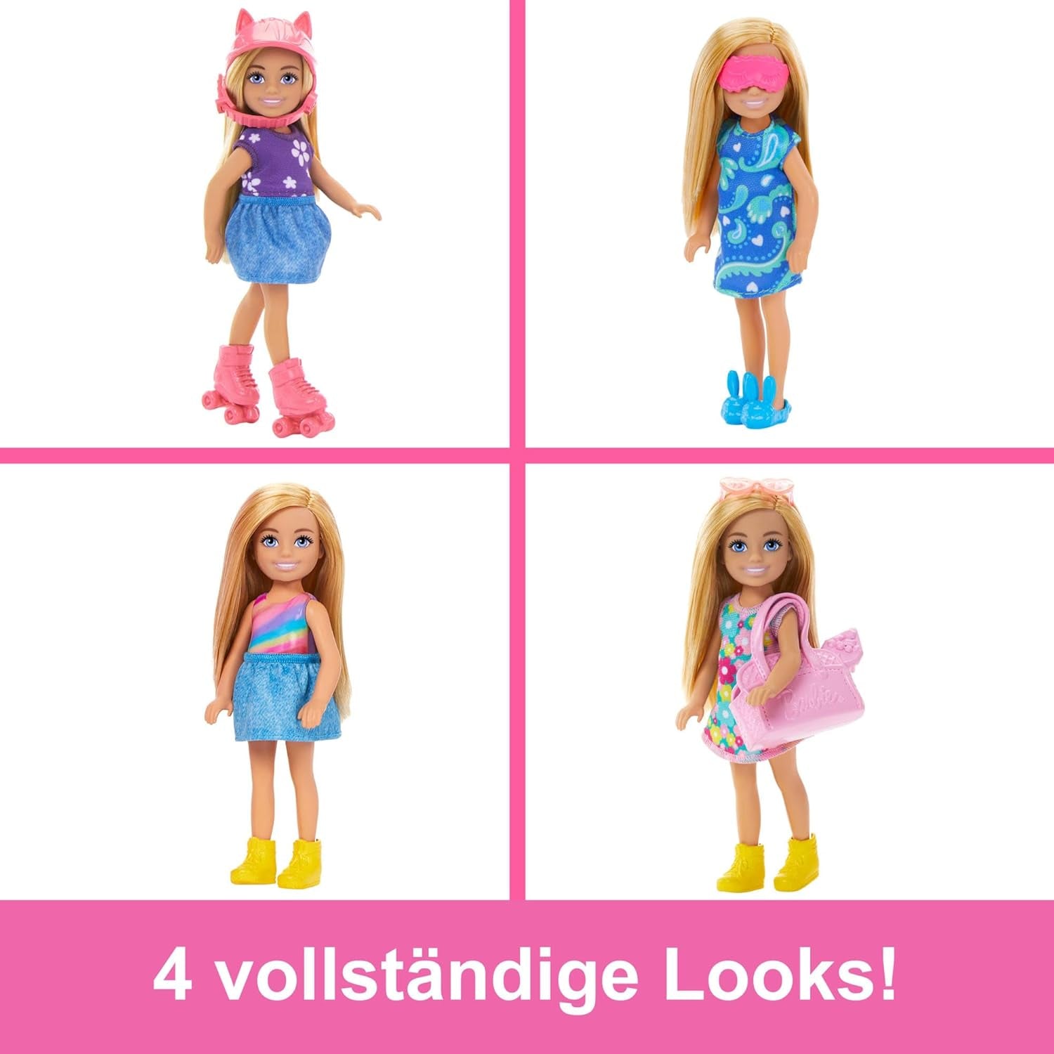 Barbie Chelsea docka och garderob lekset med kläder och tillbehör, 17 delar set, hopfällbar för reselek och förvaring, HXN03 Naty Shop Dolls