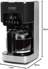 CASO Coffee Taste and Style espressomaskin med permanent filter, 1,5 l, optimal bryggtemperatur 92-96 °C, anti-droppsystem, optimerat brygghuvud, rostfritt stål, 12 koppar