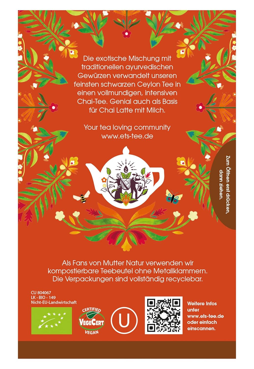 ETS - Chai Black Tea, Naturland BIO, 20 tepåsar (paket med 2)