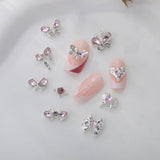Luxus Rosa Diamant Nagel Charms 3D Butterfly Nail Art Charms Bow Nail Charms Y2K Heart Charms Nägel Zubehör Schmetterling Herz Schleife Nageldesign Edelsteine ​​​​Strasssteine ​​Glitzersteine ​​Nagelschmuck