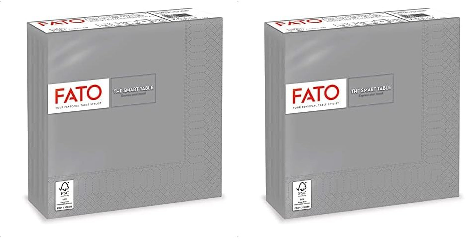, Engångspappersservetter, idealiska för vardagliga luncher och bufféer, paket med 50 servetter, storlek 33X33, vikta i 4, 2 lager, grått, 100 % rent cellulosapapper, Fsc-certifierat