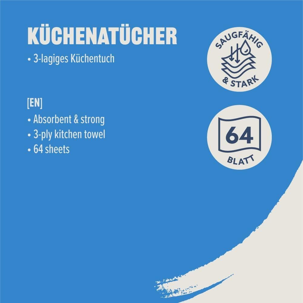 Av Amazon köksrulle, 3 lager, 16 rullar (4 rullar, paket med 4), 64 ark per rulle, Fsc-certifierad