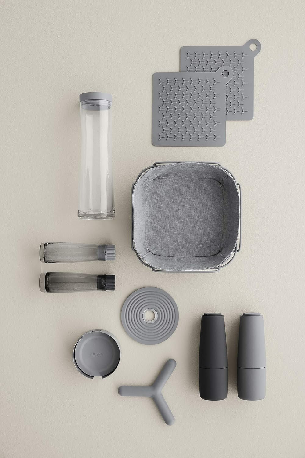 Blomus -DELARA- brödkorg storlek L, fyrkantig, avtagbar tygpåse, elegant design, 26 x 26 cm, Moonbeam färg (64075) Matförvaringslådor Naty Shop