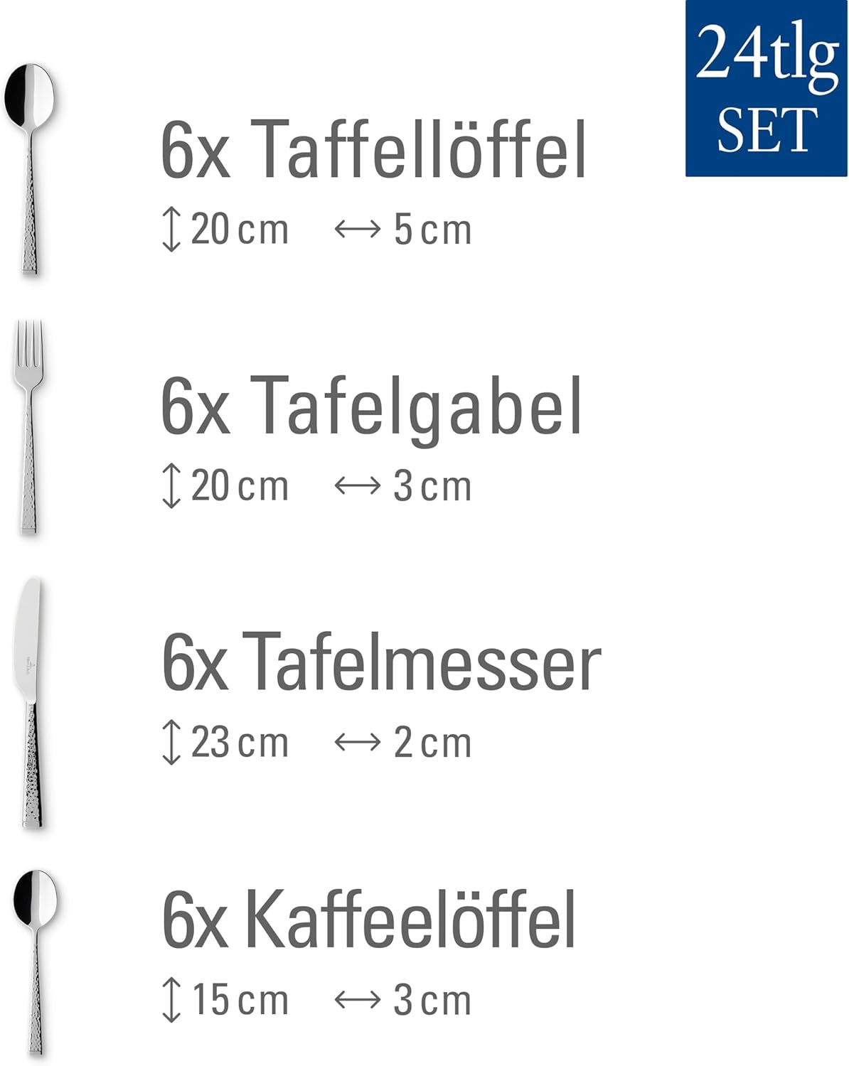 Villeroy & Boch Blacksmith bestickset för upp till 6 personer, 24 delar, rostfritt stål