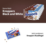 White and Black Knoppers – 8 x 25g – Rånskivor fyllda med mörka kakaobrån, bitar av svarta kex, mjölk och nougatkräm