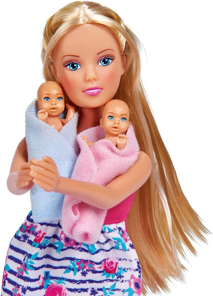 Simba 105733333 - Steffi Love Welcome Twins, Gravid docka, Med tvillingar, Med skötbord och badkar, Accessoar, Dress up docka, 29Cm, För barn från 3 år och uppåt Dolls Naty Shop