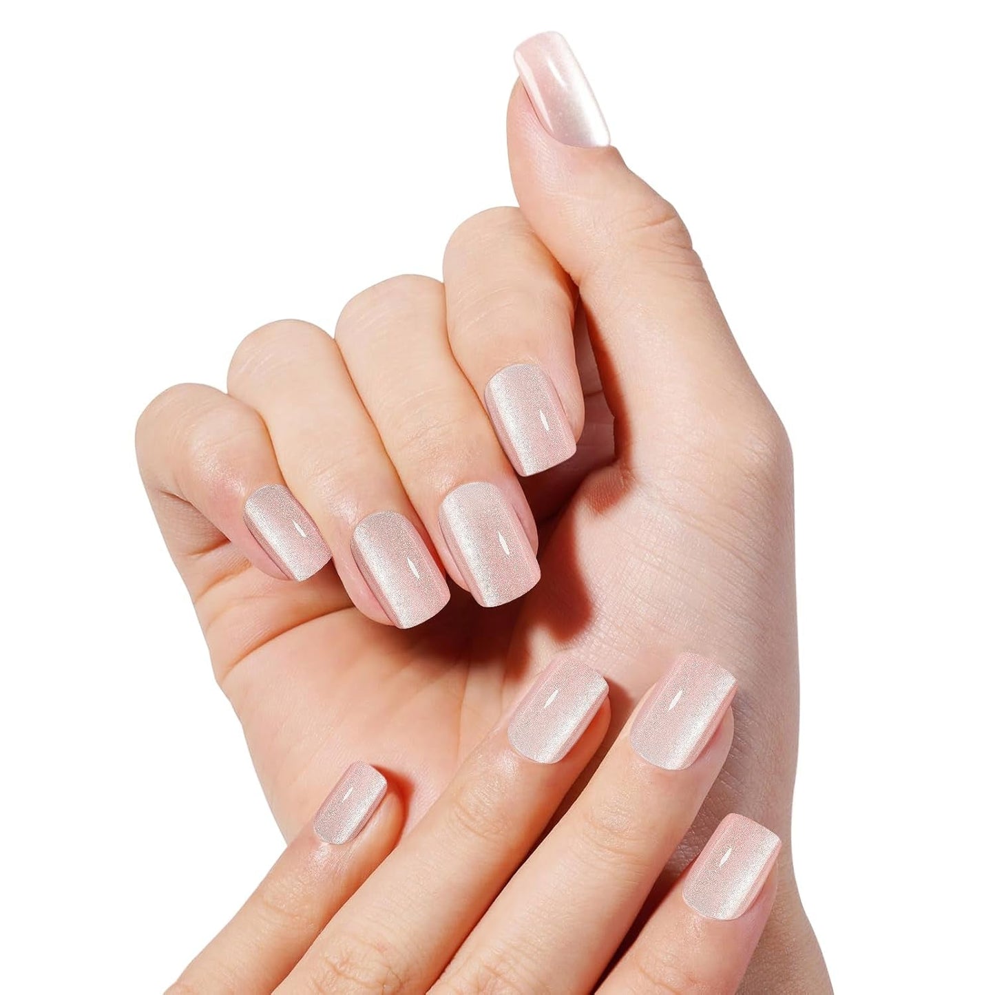 Kiiwah 48st korta fyrkantiga naglar Rosa konstgjorda naglar lim på korta nagelspetsar falska nagelspetsar