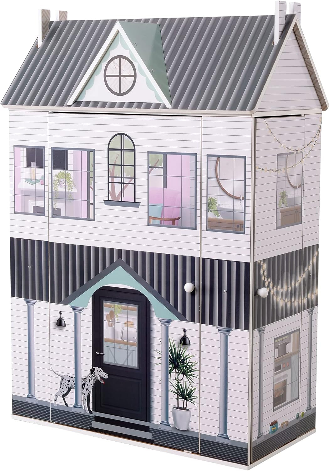 Olivia'S Little World Drömland Farmhouse Barn Interaktivt dockhus i trä 3 våningar med 13 dockmöbler Tillbehör Vit TD-13632A Dockhus Naty Shop Standardtitel