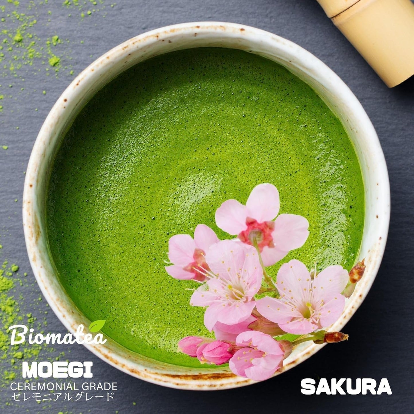 Sakura Matcha Tea 50g - Ceremoniell kvalitet från Japan - Premium grönt te med Sakura Flower Pulver - Första skörden, stenmald, vegansk, inga tillsatser