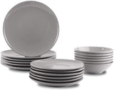 Amazon Basics 18-delade Smoky Grey 6-Serve Stoneware Dinerware Set