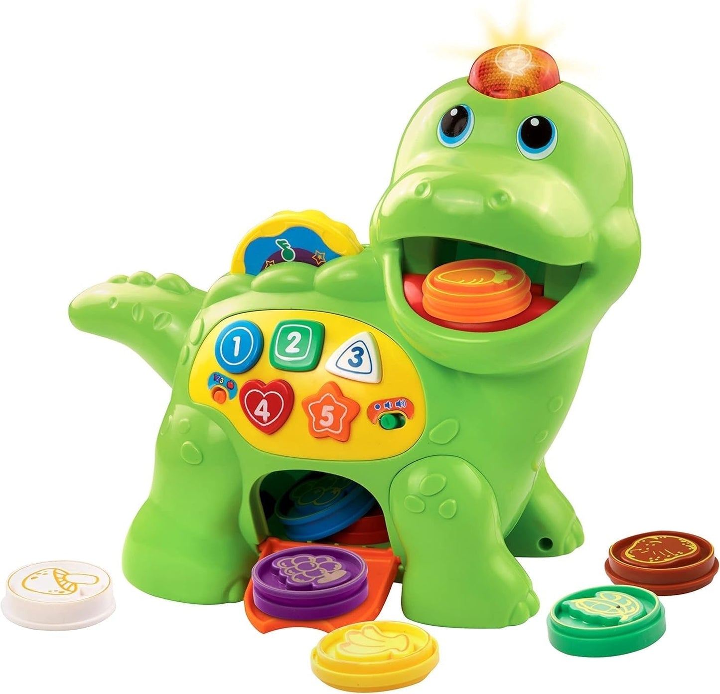 Vtech Baby Feed Me Dino - Mata och lära sig prata dinosaurie med sånger, knappar och frågespel - För 12-36 månader Babyleksaker Naty Shop Singel