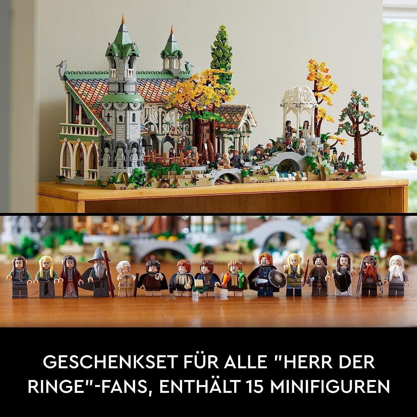 LEGO Icons The Lord Of The Rings: Rivendell - Vuxensamling och visningsset med 15 unika minifigurer inklusive Gandalf, Legolas, Aragorn och Frodo, exklusivt på Amazon - 10316 Byggset Besuche den LEGO-Store