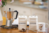 KitchenCraft Living Nostalgia set med 3 förvaringsburkar för te, socker och kaffe i presentförpackning, stål, antik kräm, 11 cm x 11 cm x 17 cm, vintageblå matförvaringslådor Naty Shop