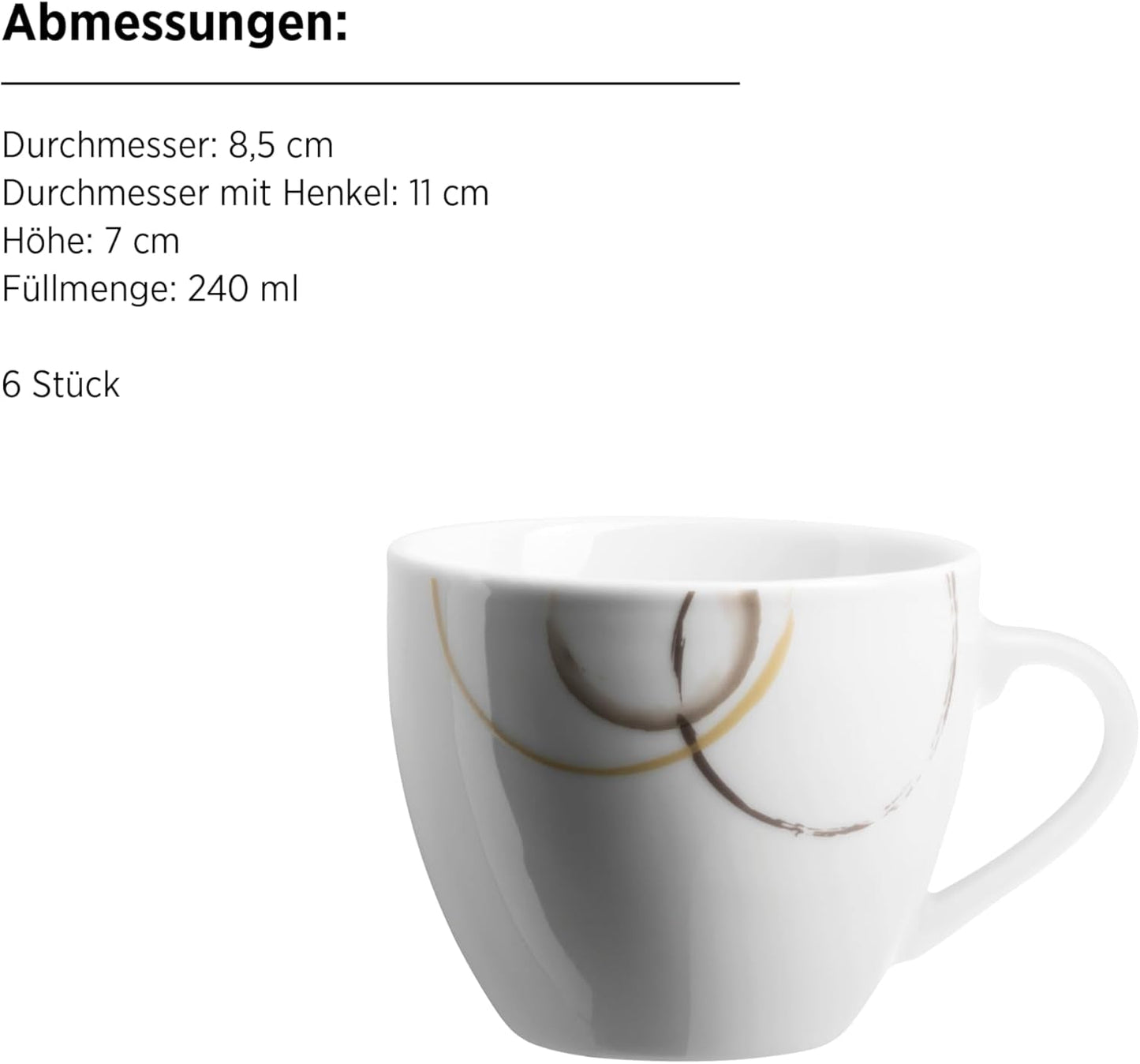 MÄSER Nela kombinerat servisset, serie 30 delar, fyrkantigt servisset för 6, vit/brun