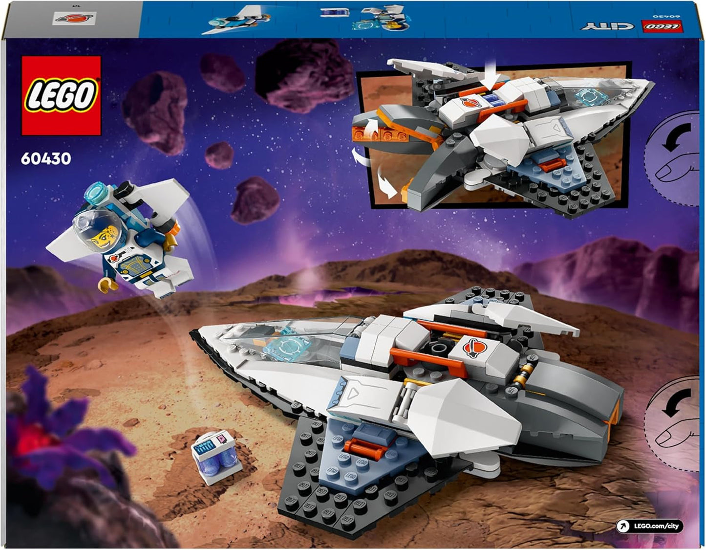 LEGO City Spaceship, rymdfärja rymdleksak för barn att bygga, pojkar och flickor från 6 år, set med astronautfigur 60430 Byggset Besuche den LEGO-Store