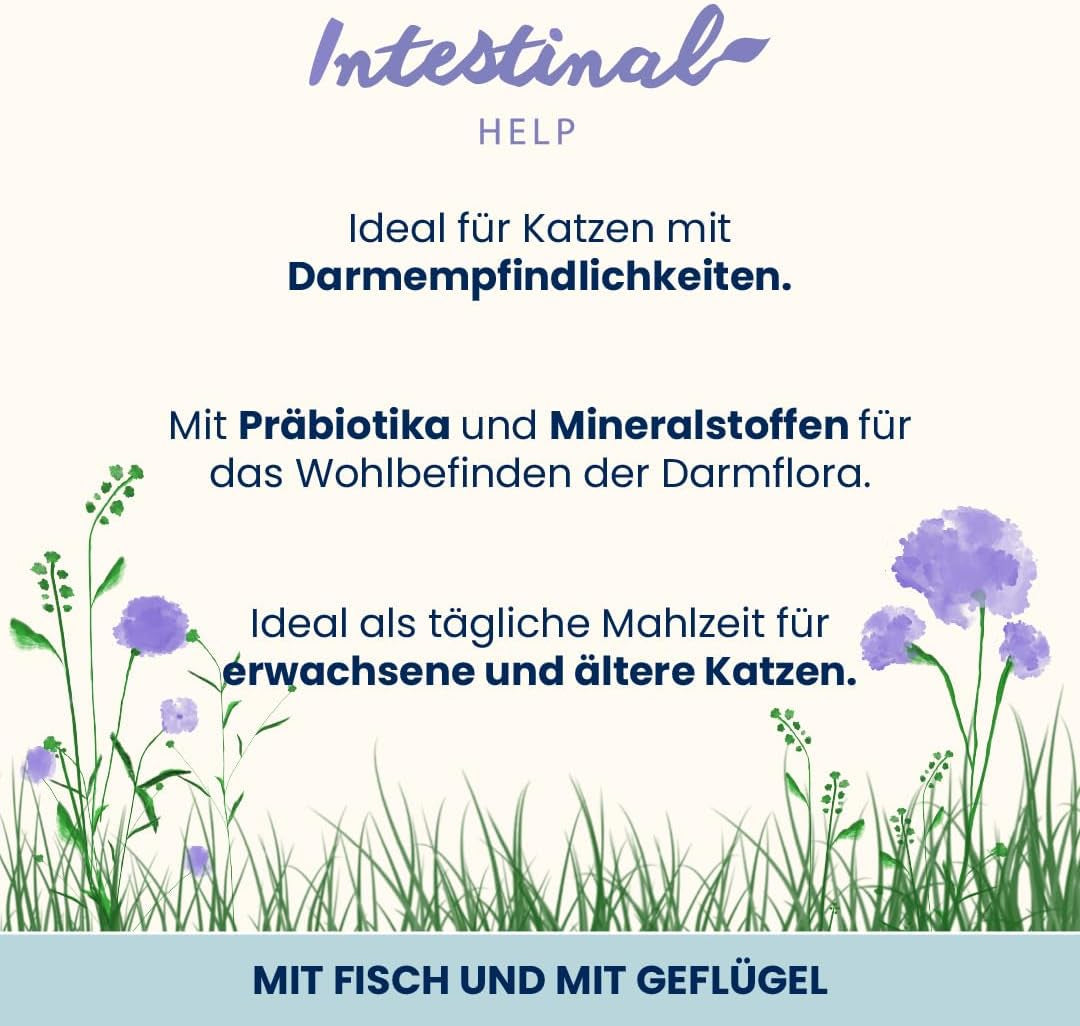 Almo Nature Functional - Tarmhjälp - Våtfoder för vuxna katter med känsliga tarmar - med fisk och fjäderfä - stödjer mikrobiomet - 70g (pack med 6)