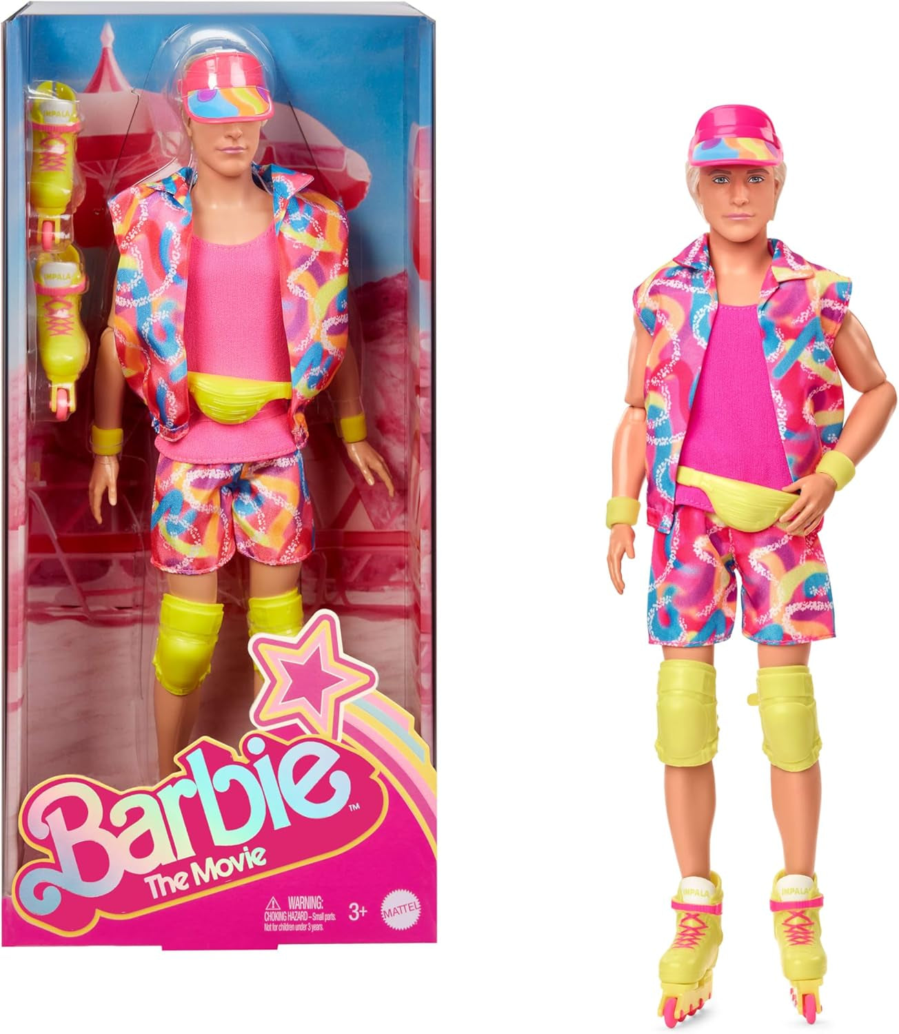 Movie Collectible Barbie Ken Doll med retrostil skridskokläder och inlines, JBJ51, [Multicolor]