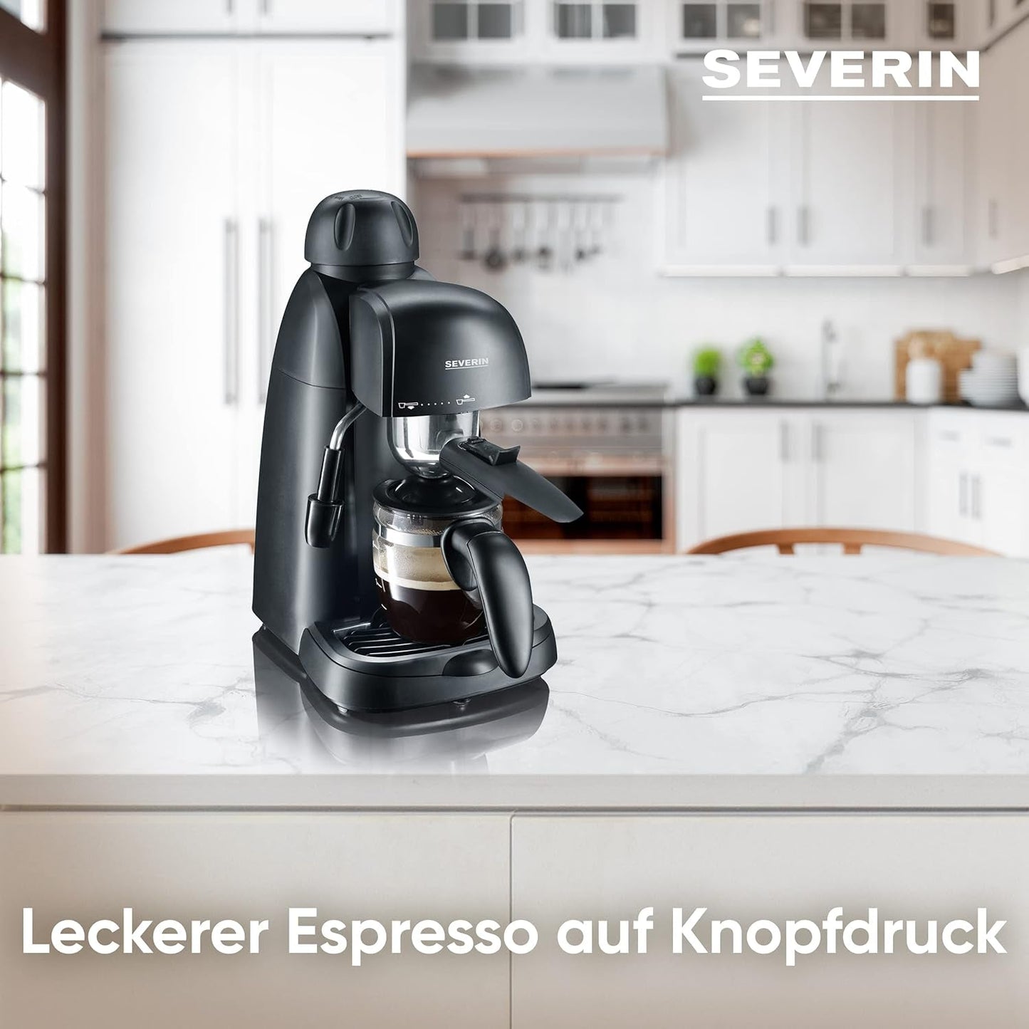 SEVERIN KA 5978 espressomaskin (inkluderar serveringsskål och mätsked, upp till 4 koppar) svart, standard