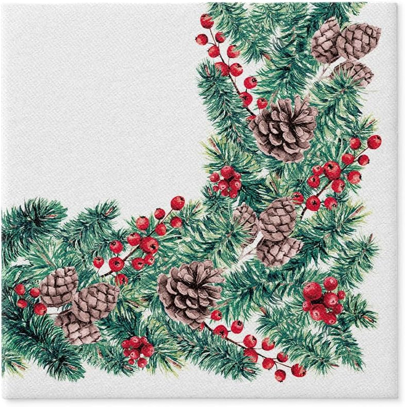 PAW - Airlaid servetter (40 X 40 Cm) I 50 delar I Perfekt för jul, vinter, helgdagar I Julaftons bordsdekorationer I Airlaid tygliknande servetter Vintergrenar I Vintergrenar