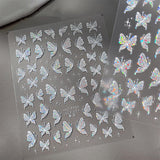 Aurora Muschel Schmetterling Nagelsticker Weiß Schmetterlinge Nageldekal Gelee Relief Butterfly Nagelaufkleber Y2K Butterflies Nagel Sticker Nägel Nageldesign Nagel Zubehör Nail Art Stickers Nailart