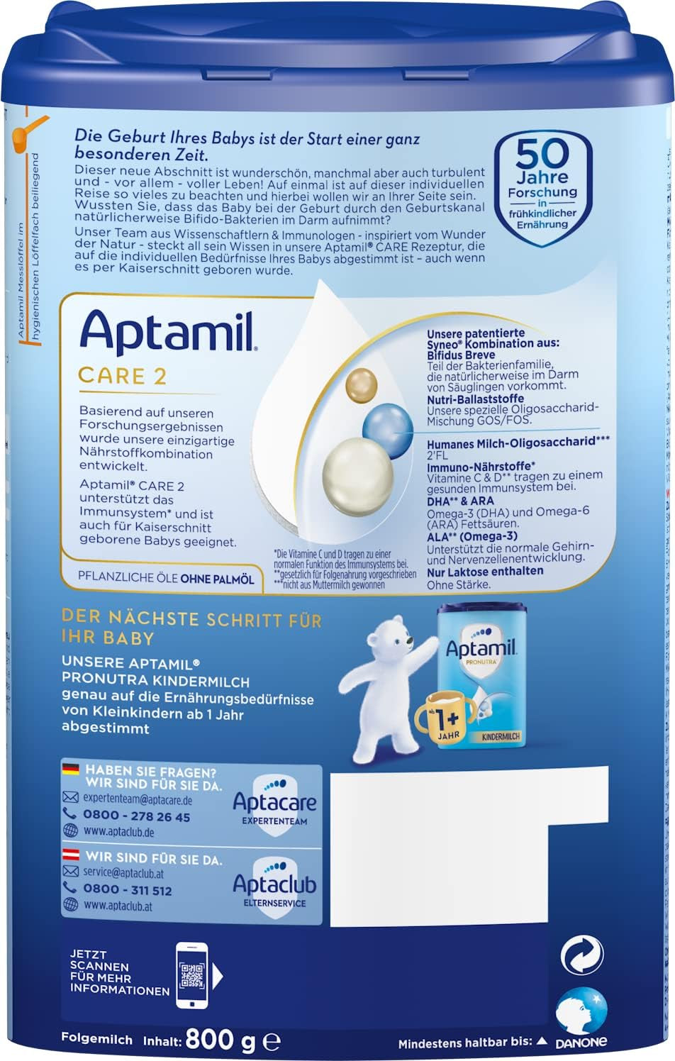 Aptamil Care 2 – Passar även för spädbarn födda med kejsarsnitt – 1 x 800 g