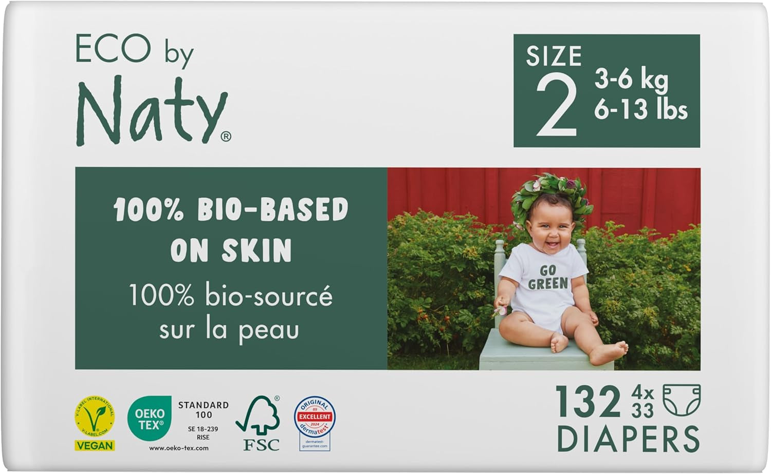 Eco-blöjor Eco från Naty Baby Eco-blöjor - ekologiska förstklassiga blöjor, miljövänliga, gjorda av växtbaserade material, idealiska för känslig babyhud (storlek 5 - 80 st)