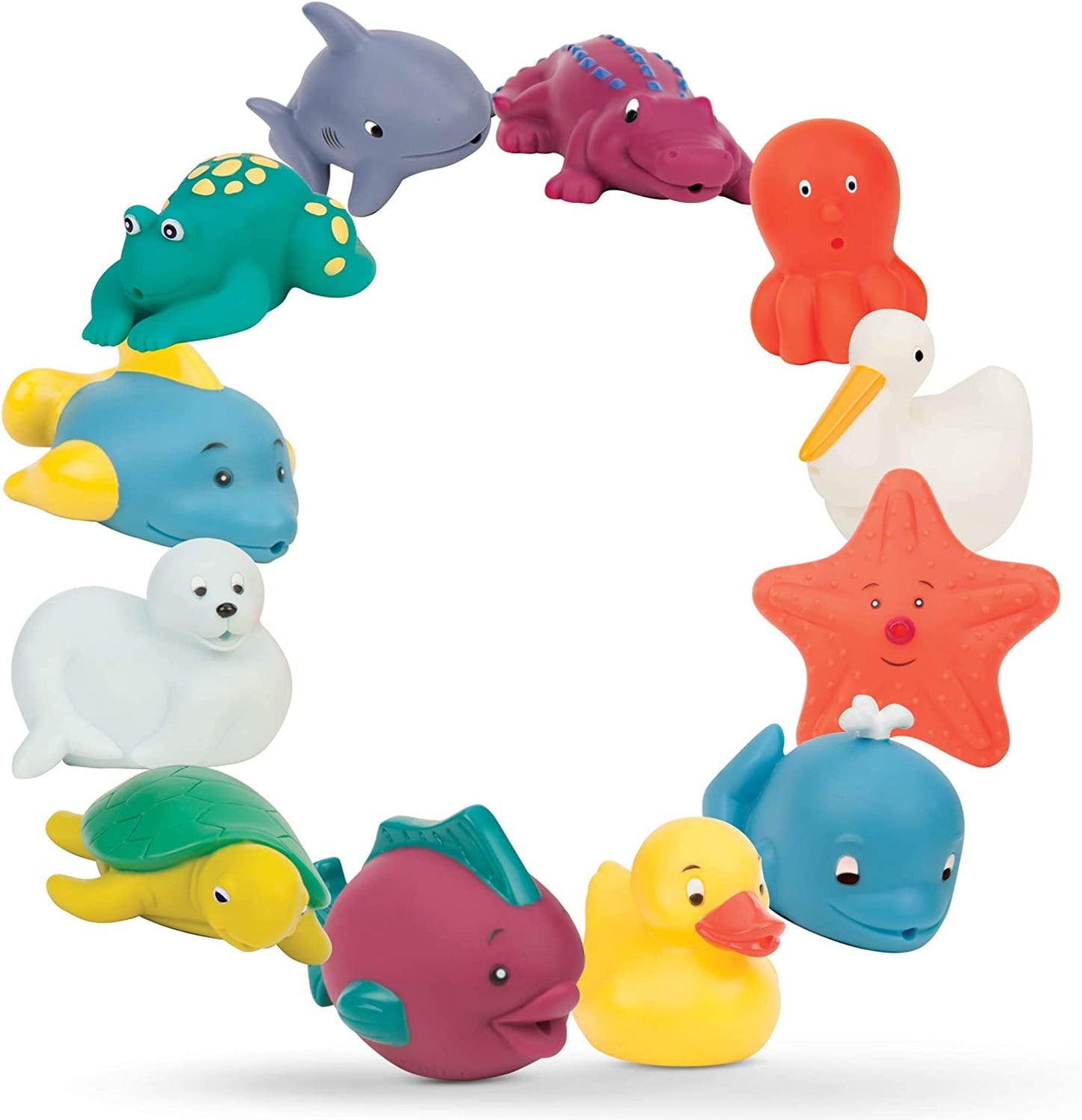Battat 12-delad badleksak Babybadleksak Vattendjur - Badkompisar i 10 månader - Badleksak Anka och mer Bebe Naty Shop Toys Standardtitel