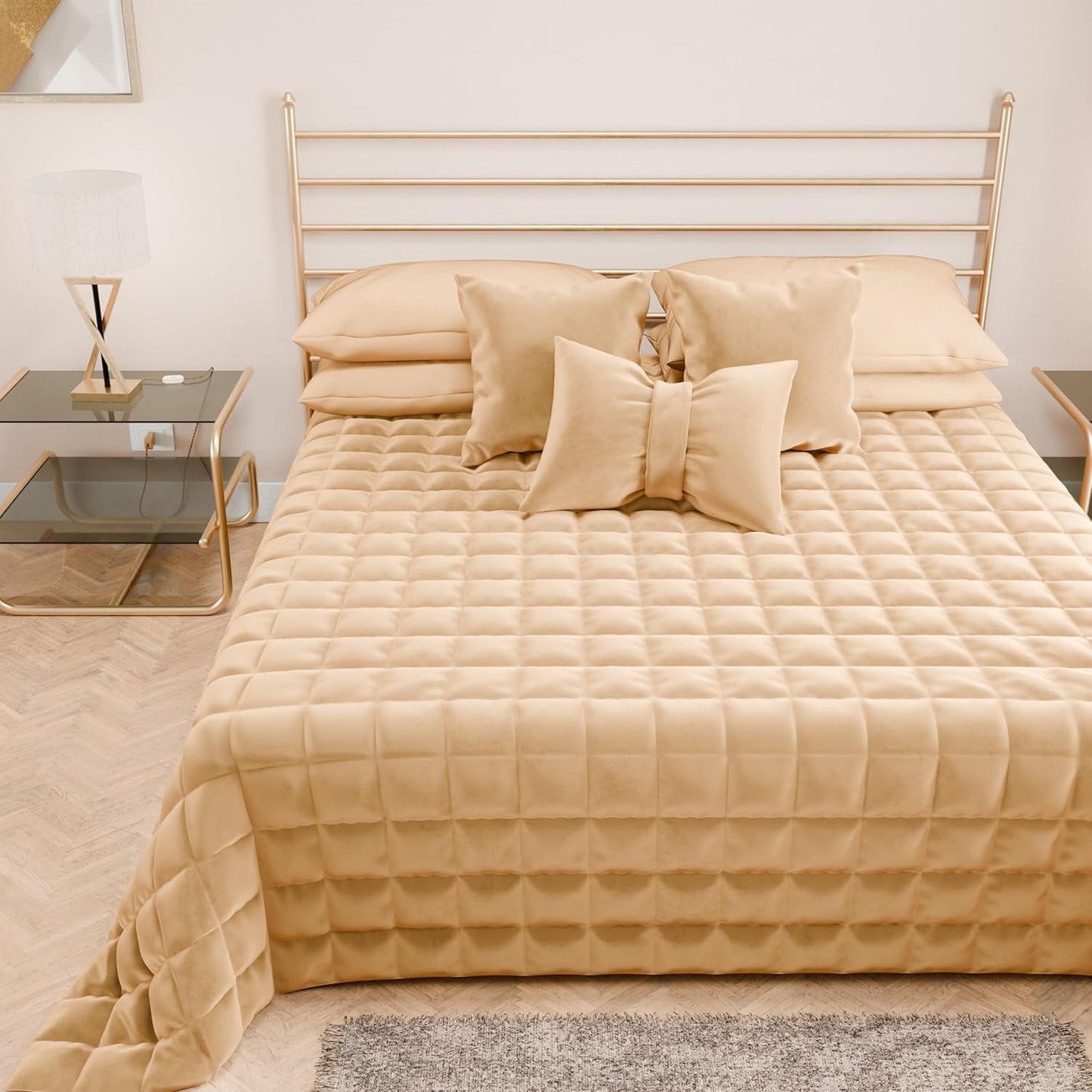 PETTI Artigiani Italiani - Enkelsängstäcke, dubbelsidigt täcke, vårtäcke, midnattsblått, vitt, 100% Made in Italy Täcken och täcken Naty Shop Guld 160 X 190 Cm