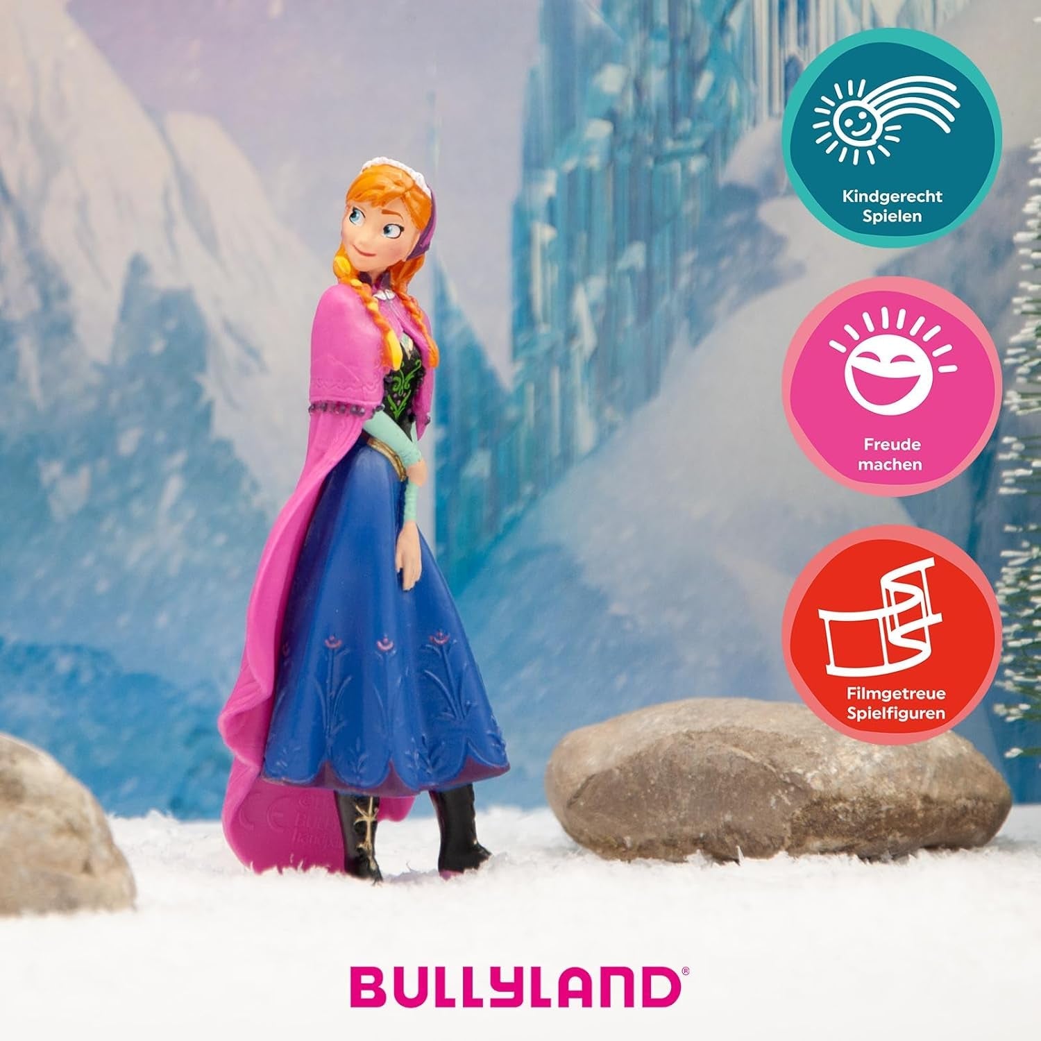 Bullyland 12960 - Prinsessan Anna-figur från filmen Frozen av Walt Disney, ca. 9,5 cm, mycket detaljerad, perfekt som en liten present till barn från 3 år och uppåt
