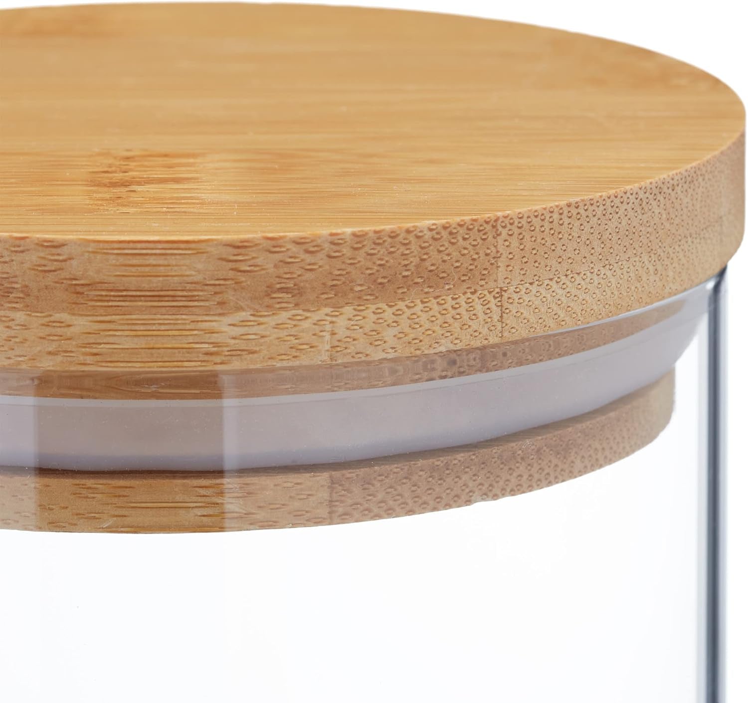 Relaxdays förvaringsburkar med bambulock Set med 3 runda glasburkar 1000ml Läckagesäkra Klar/Naturlig 18x10cm Matförvaringslådor Naty Shop