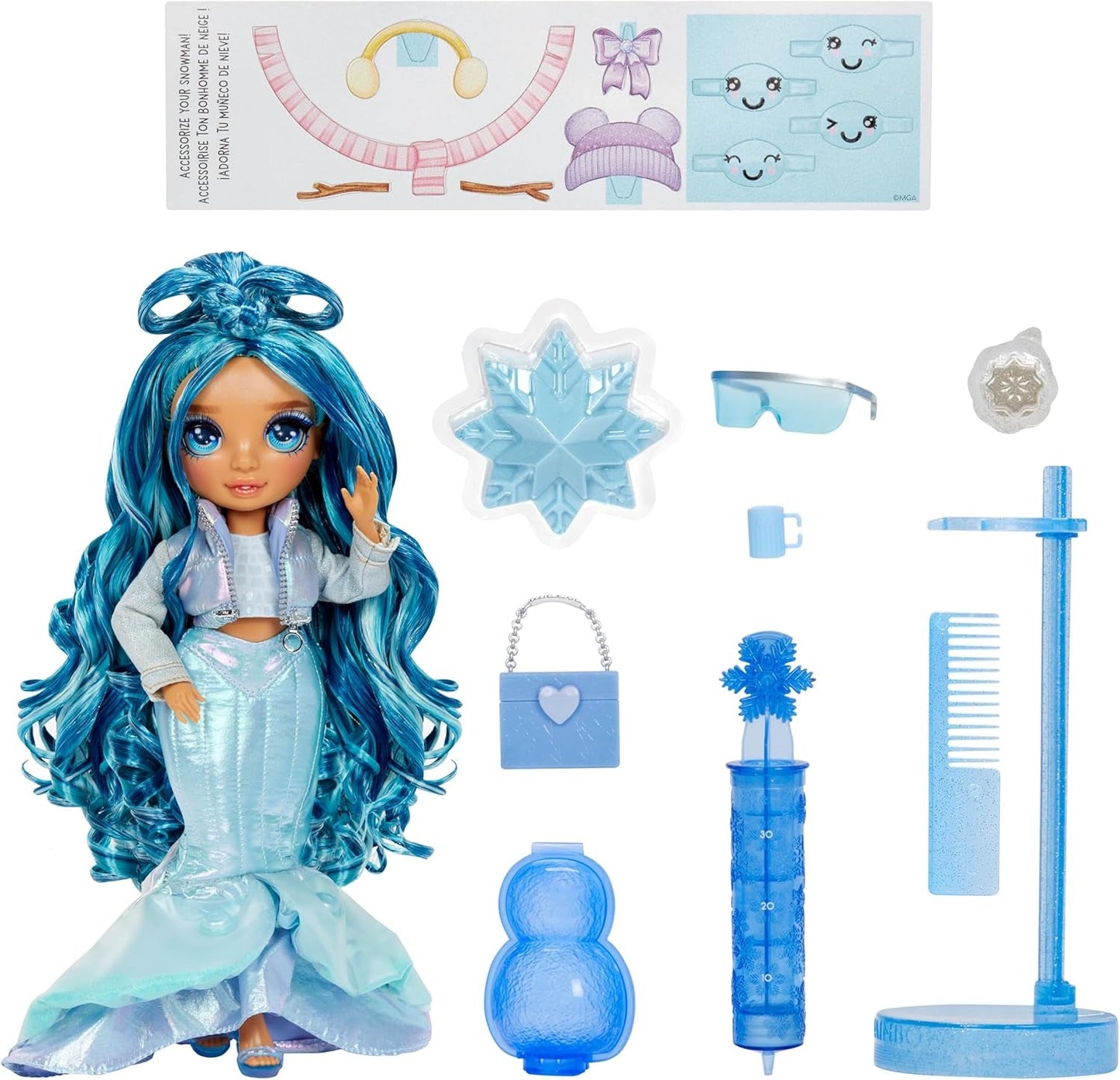 Rainbow High Winter Wonderland - Skyler (blå) - 28 cm Hidden Magic Water Accumulating Snow Fashion Docka med Snowman Set, lämplig för 4-12 år gamla barn och samlare Naty Shop Dolls