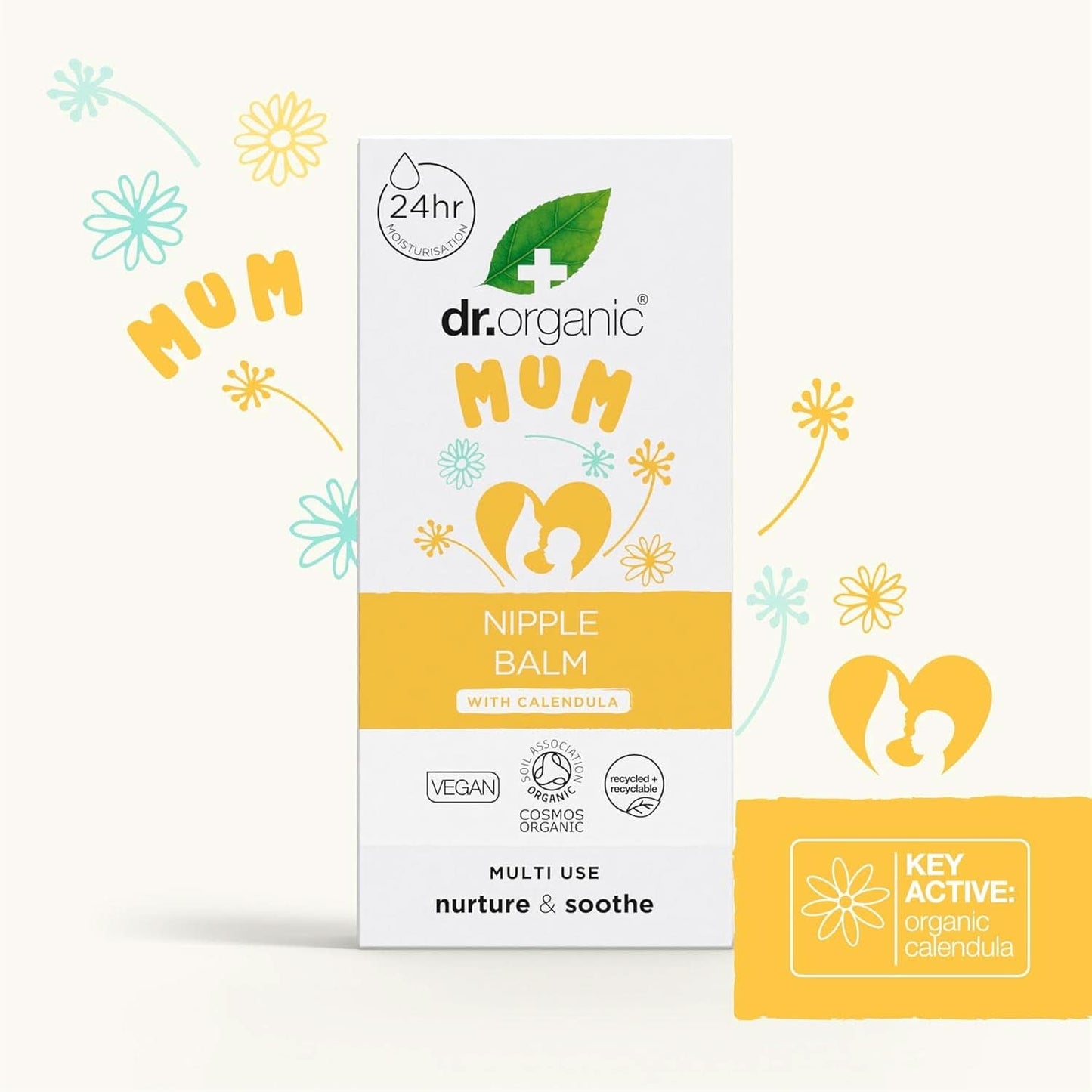 Dr Organic Nipple Balm med Calendula, Lanolin, Natural Relief, För sår och spruckna bröstvårtor, 30 ml Tillbehör Mat och Amning Bebe Naty Shop