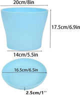 20 cm stora plastblomkrukor med fat, vita självbevattnande blomkrukor med fat, frökrukor av plast, förtjockade krukor för inomhus- och utomhusplantering (6 stycken)
